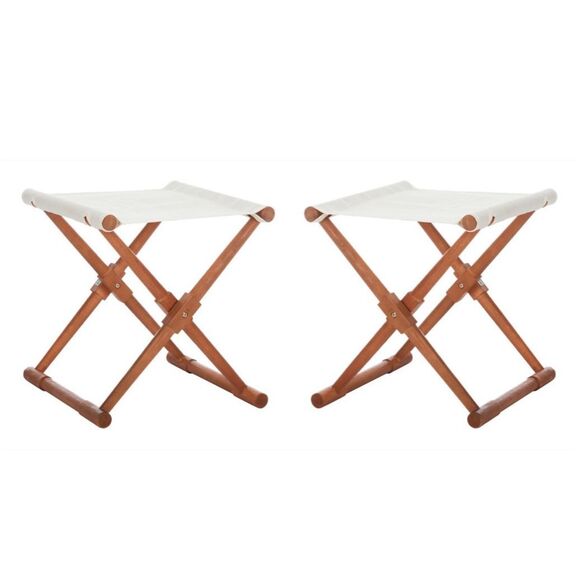 NWT Safavieh 2-Piece Breanne Stool Set Natural Beige - Picture 1 of 5